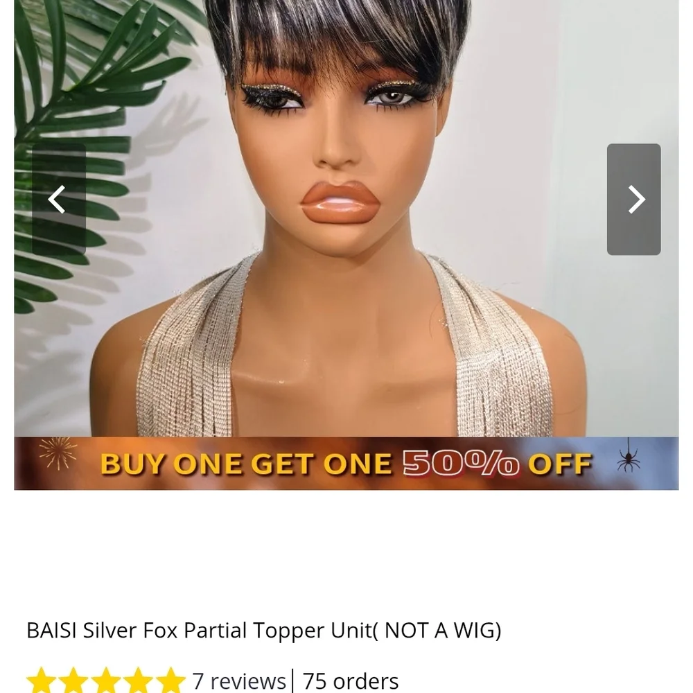 Silver and Black Hair Topper